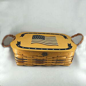 Large Peterboro Basket Co Patriotic Picnic Basket USA 150th Anniversary Edition